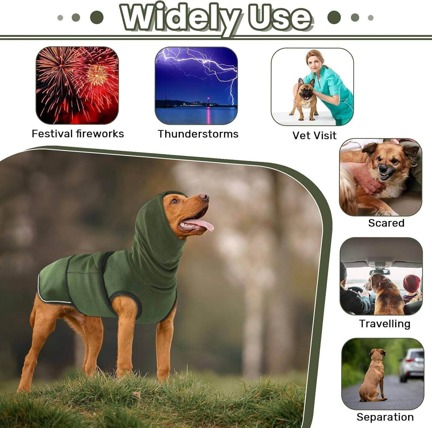 Winter Dog Coat - Soft Adjustable Bodywarmer - Warm - Size M - Military Green
