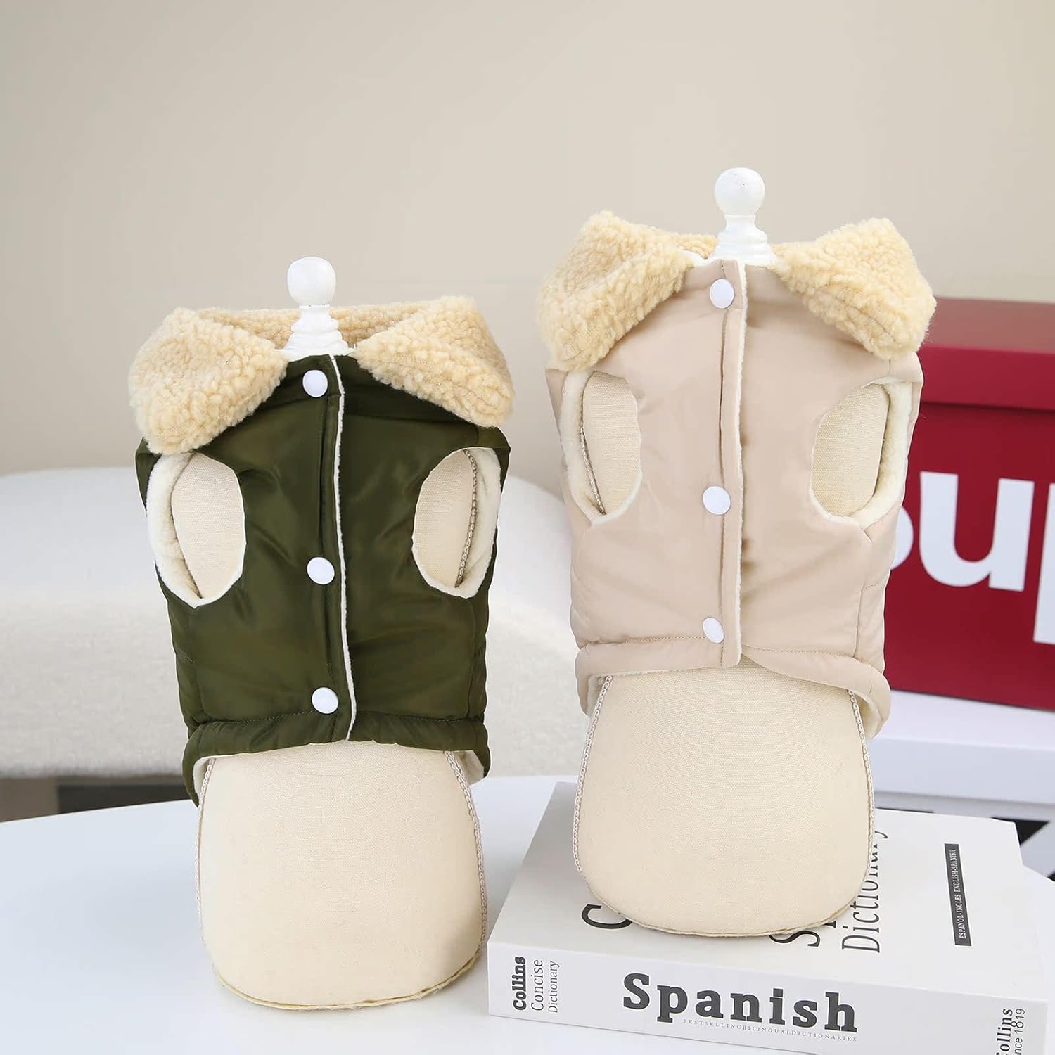 Winter Dog Jacket Warm Military Green Size L - Cold Weather Pet Coat for Dogs