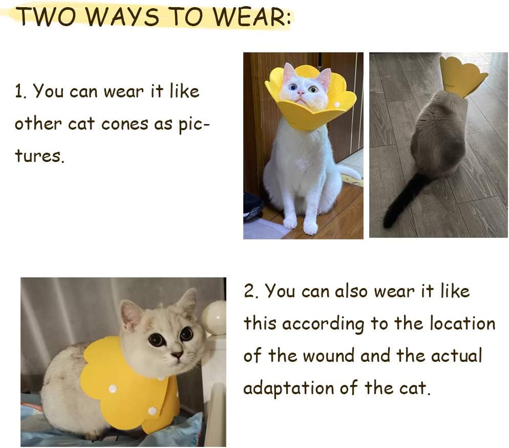 Adjustable Soft Comfortable Cat Collars - Pack of 2, Yellow and Orange, Medium Size - Pet Neck Protection Accessories