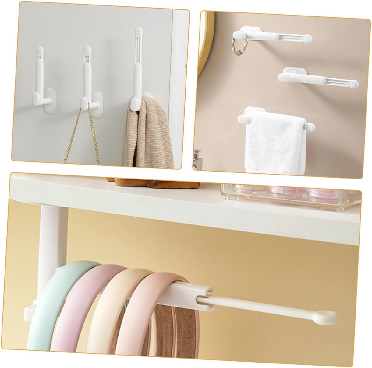 2 Pack Adjustable Hair Accessory Organizer with Hair Tie Holder White