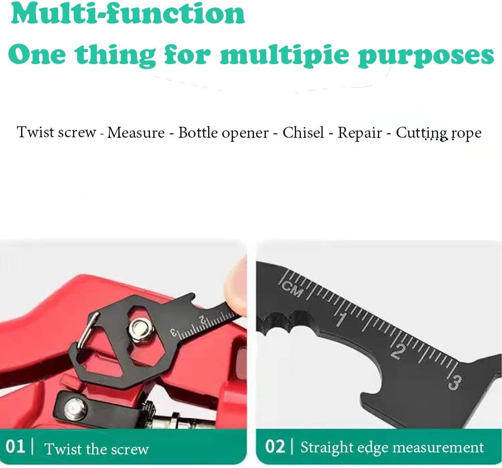 Multifunctional Can Opener Multitool - 1 Piece - Black - Includes Can Opener Hex Key Screwdriver & Ruler - Stainless Steel Pocket Tool for Daily Use