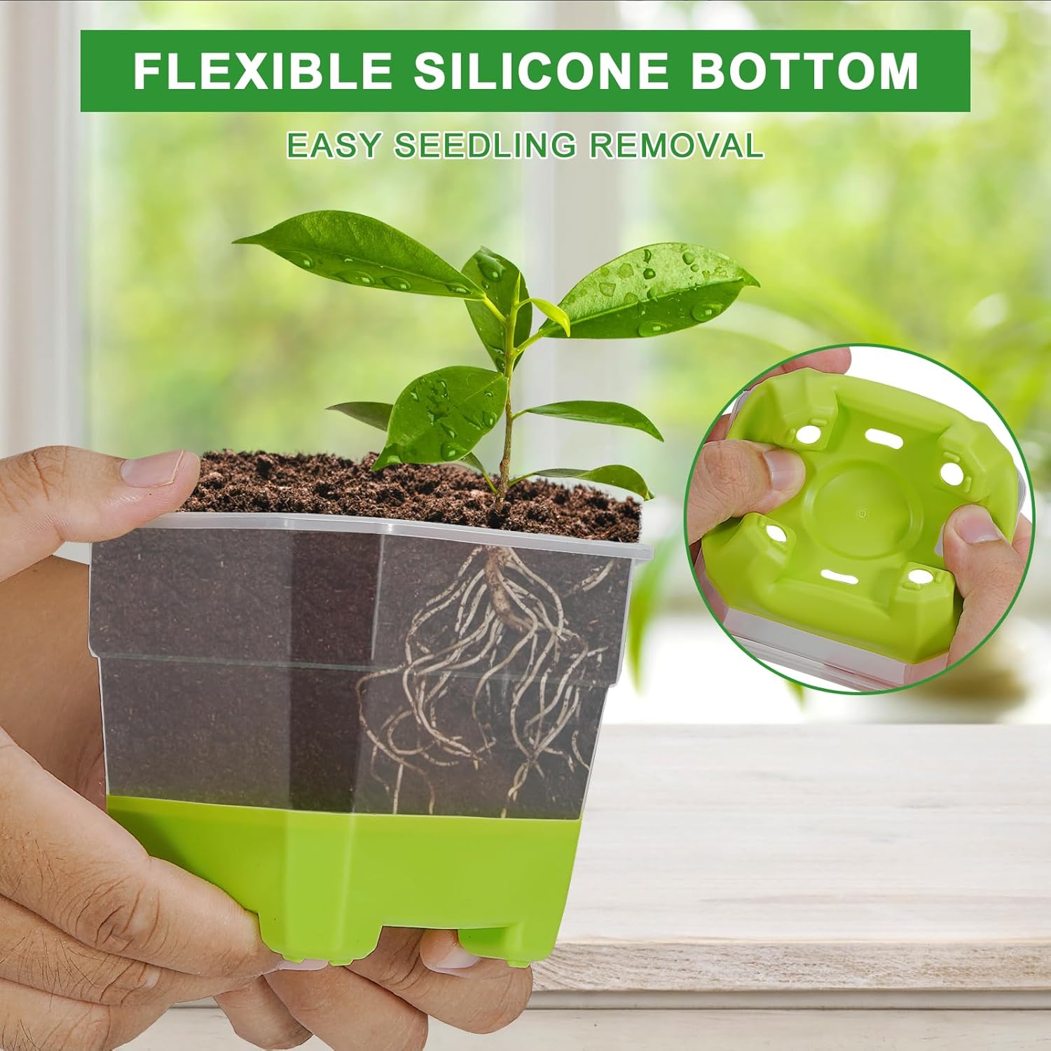 12 Pcs Reusable Green Seedling Starter Pots - Mini Succulent Planters for Seed Germination