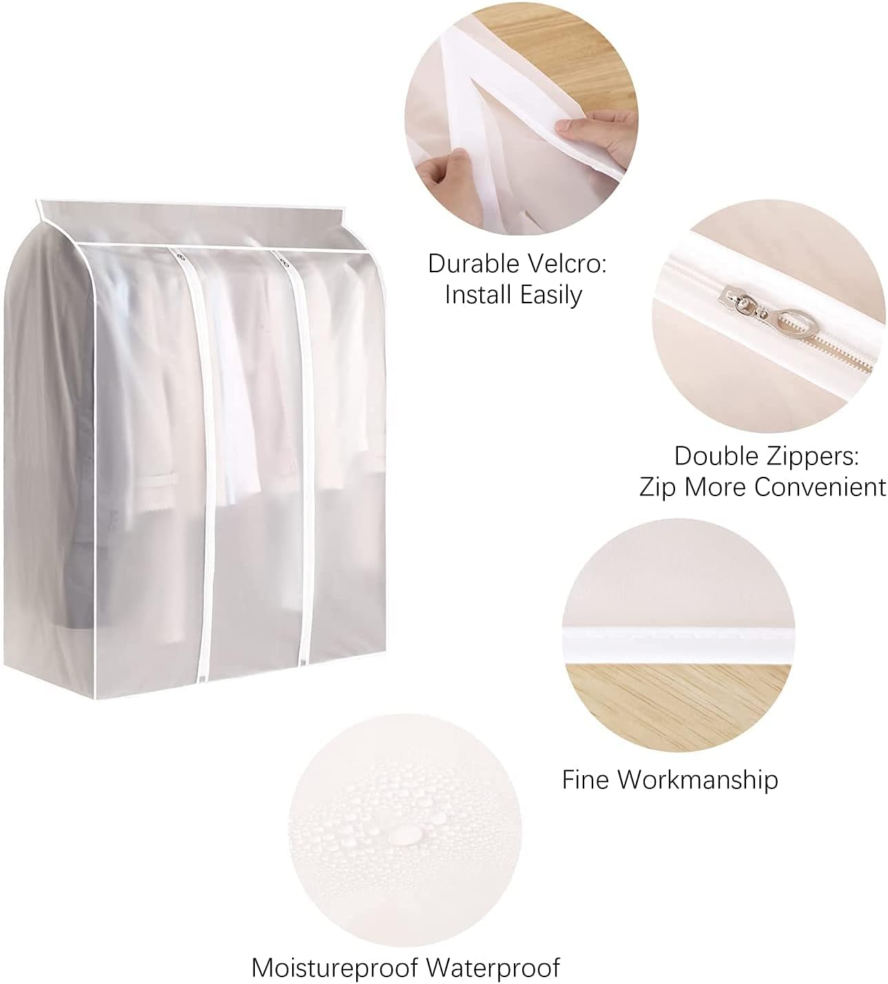 Waterproof Dustproof Clothes Storage Box Transparent White Large Capacity 39.3 x 19.7 x 47.2 Inch Clothing Organizer Container