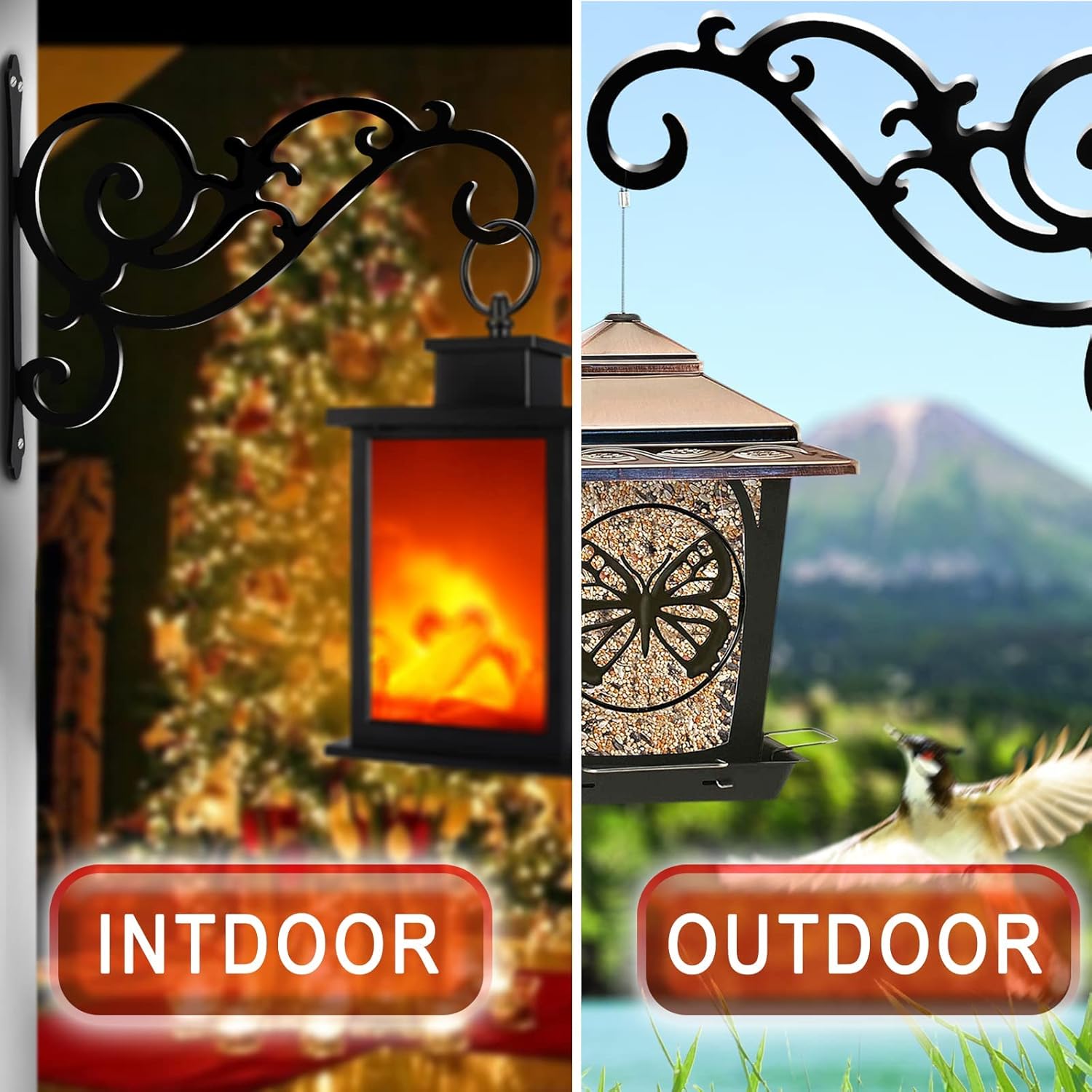 Hanging Basket Wall Planter Indoor Outdoor 5.5x6 Inch Black 2 Pack