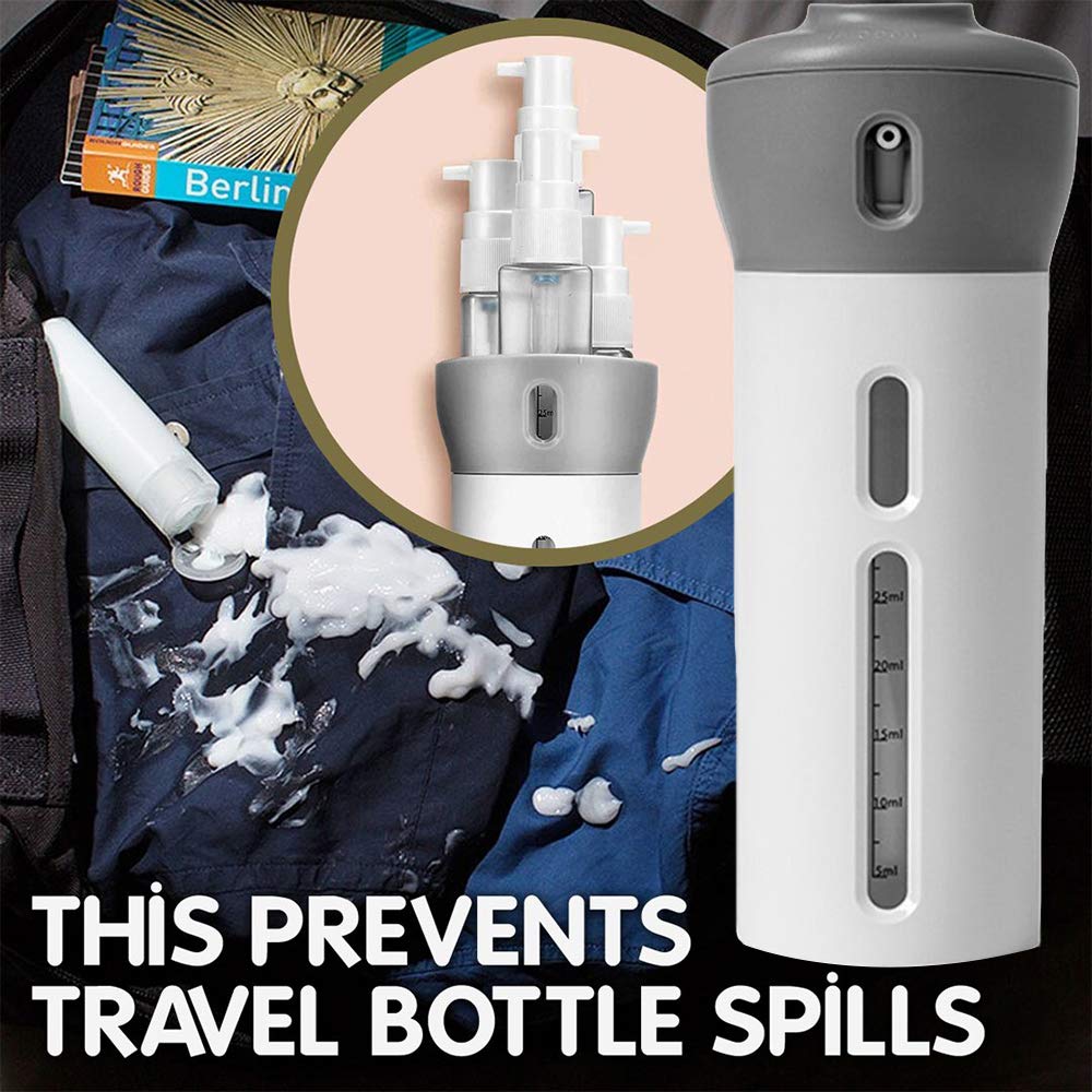 2 Pack 4-in-1 Travel Size Refillable Bottles for Shampoo & Lotion Leakproof Compact Toiletry Containers for Hand Luggage
