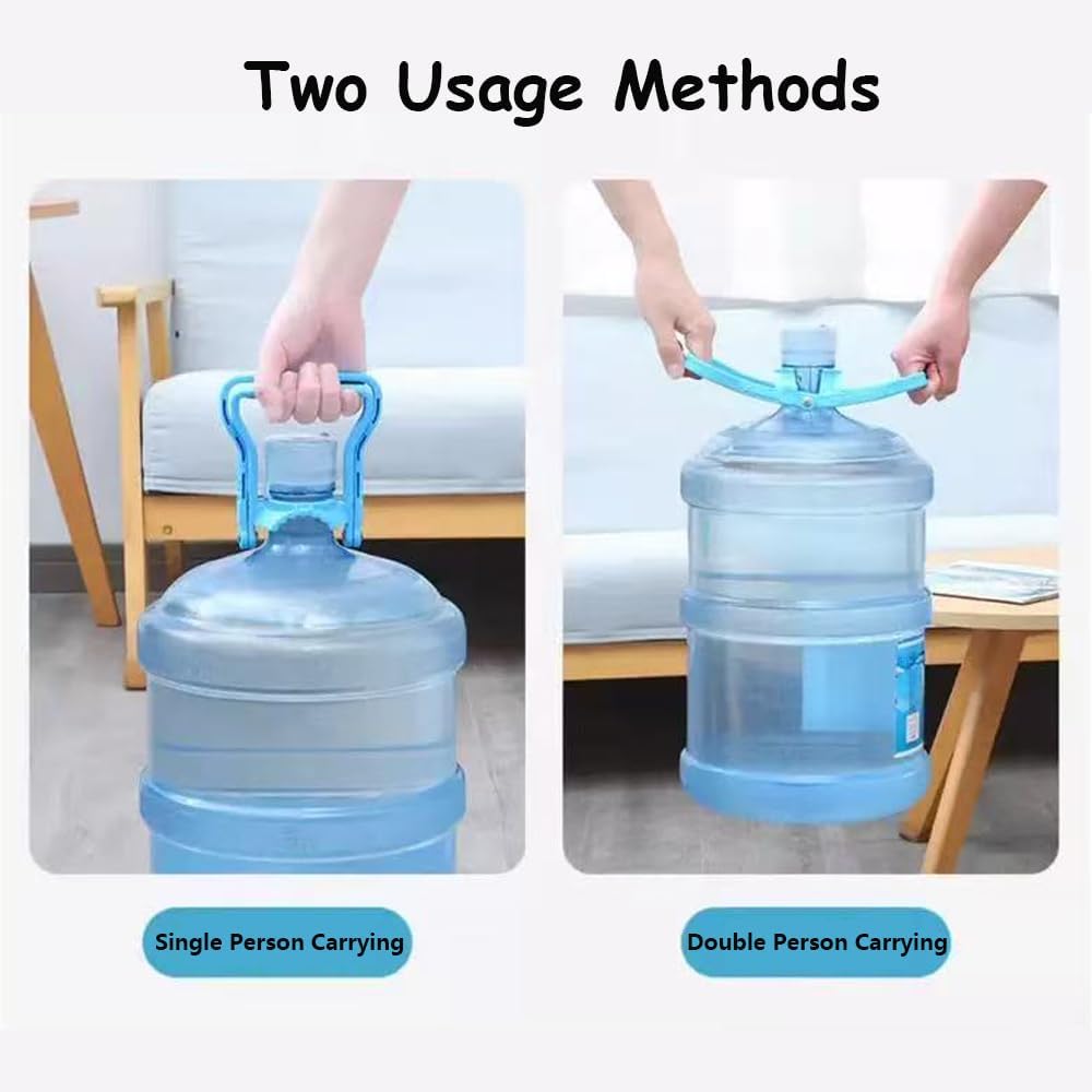 Blue Water Jug Handle 2 Pack with 5 Gallon Water Bottle Cap Heavy Duty Kettle Clamp