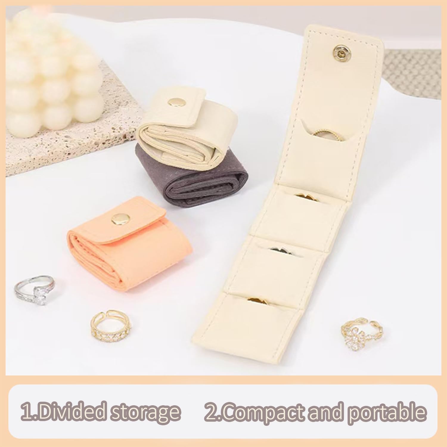 3-Piece Foldable Jewelry Organizer Case for Necklaces and Rings