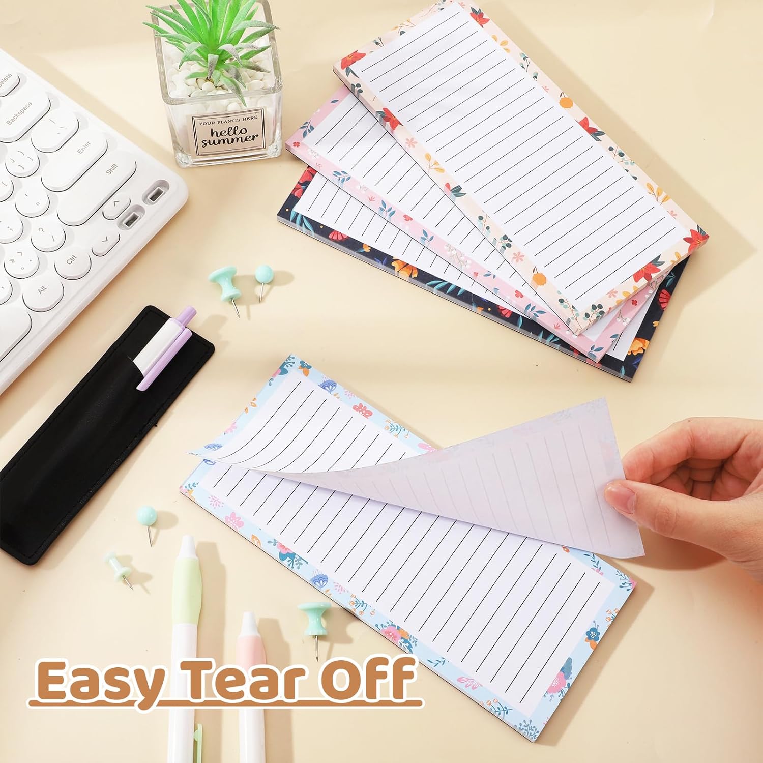 Magnetic Notepads with Pen Holder - 200 Sheets - 4 Pack for Refrigerator - Ideal for Grocery Lists & To-Do Lists