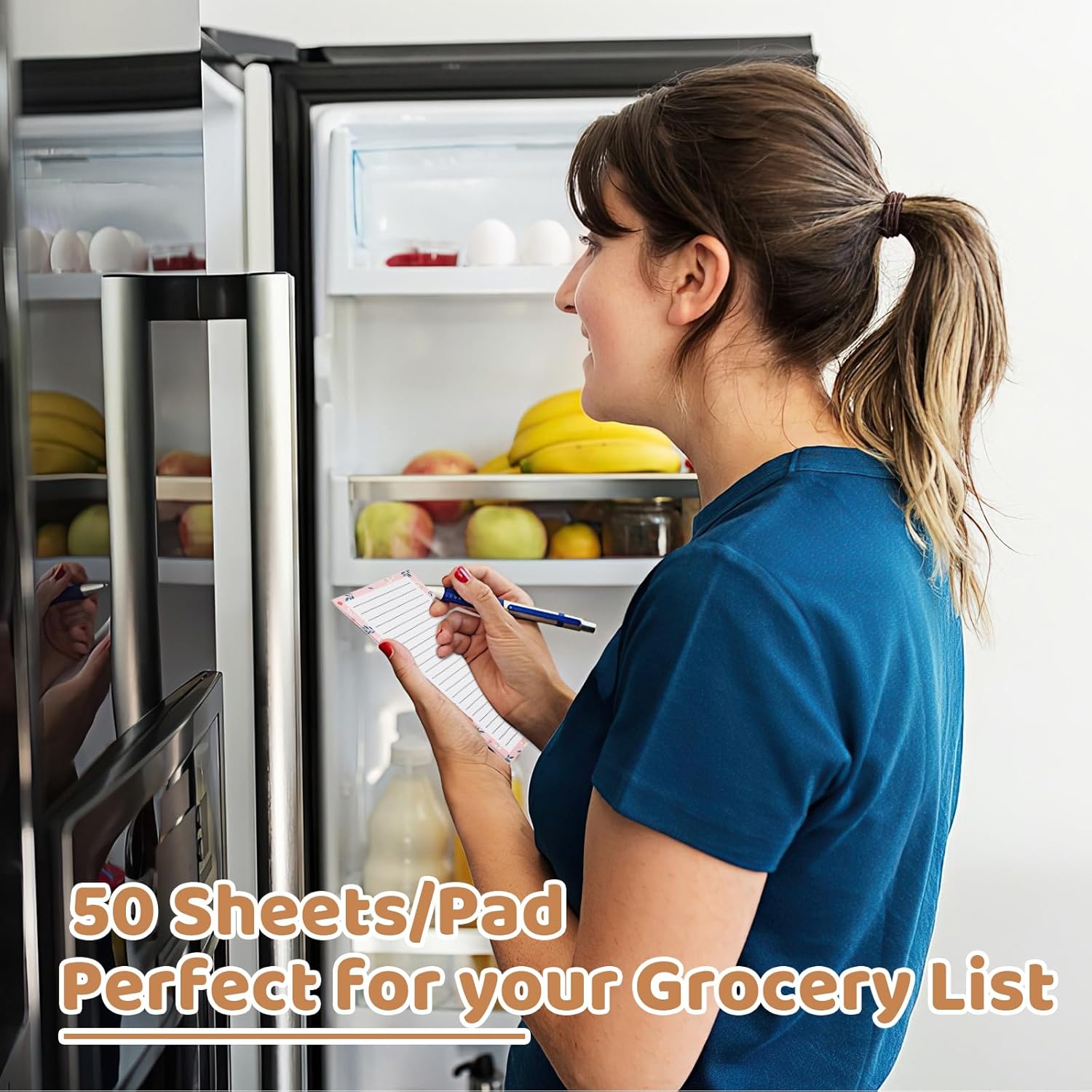 Magnetic Notepads with Pen Holder - 200 Sheets - 4 Pack for Refrigerator - Ideal for Grocery Lists & To-Do Lists