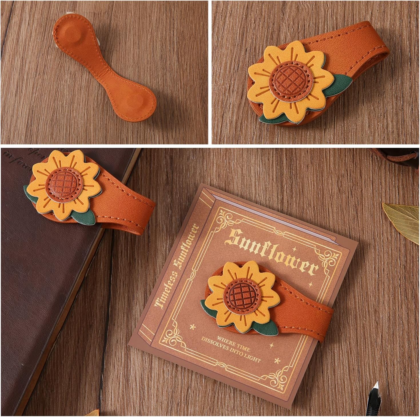 Set of 4 Magnetic Bookmarks - Leather & Vintage Design - Perfect Gift for Book Lovers & Readers