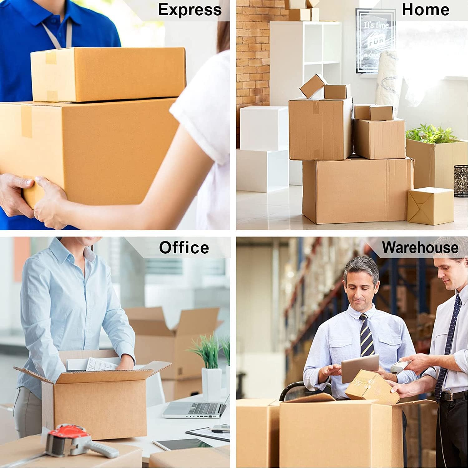 2 Pack Packaging Tape with Dispenser Strong Transparent Adhesive Tape for Boxes Moving Parcels