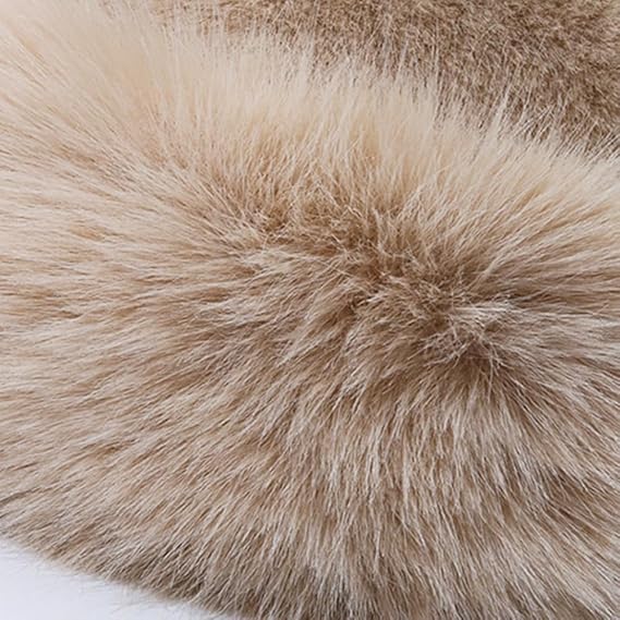 Beige Fluffy Faux Fur Hat Soft Plush Warm Winter Accessory