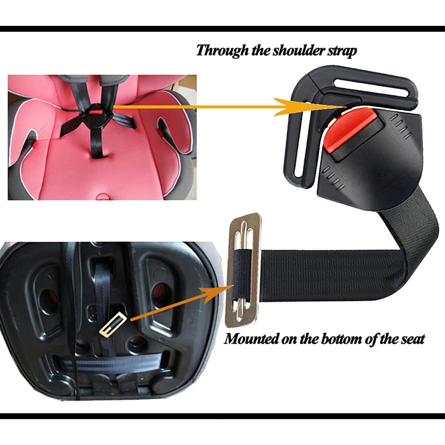 Universal Child Car Seat Safety Lock Replacement for 5-Point Harness - Black - Buggy & Baby Seat Compatible - 1 Pack