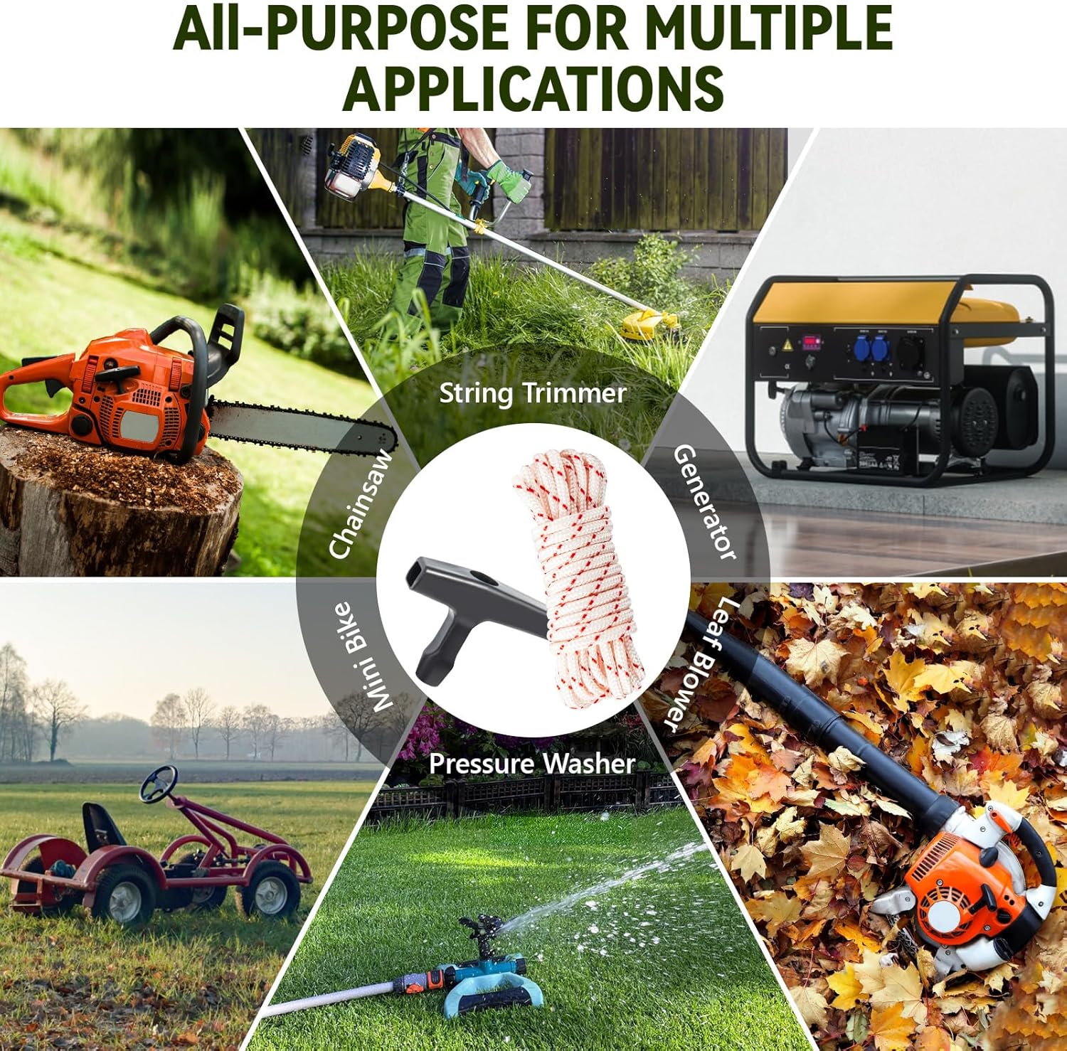 3-Piece 3m Trekking Pole Set with Handle for Lawnmower Dynamo