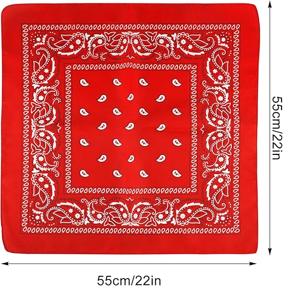 10 Pack Red Paisley Bandanas 55x55cm Polyester Headband Scarf Tie Accessories