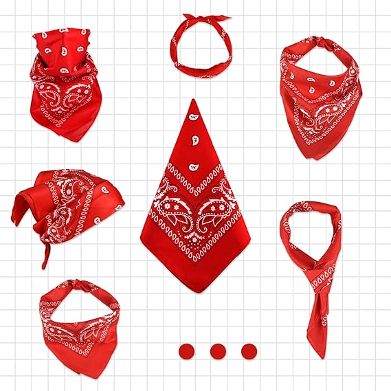 10 Pack Red Paisley Bandanas 55x55cm Polyester Headband Scarf Tie Accessories