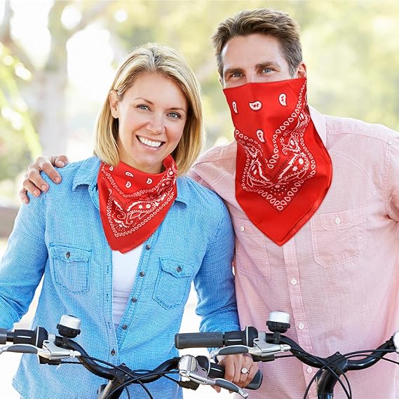 10 Pack Red Paisley Bandanas 55x55cm Polyester Headband Scarf Tie Accessories
