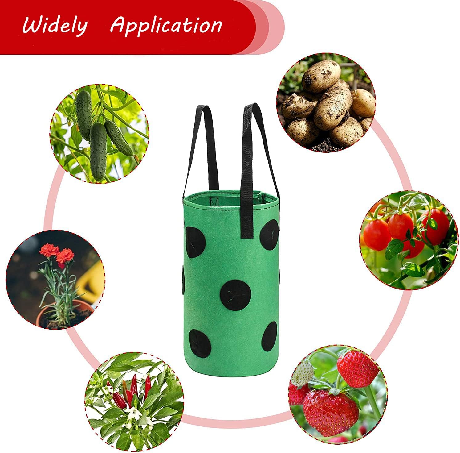 3 Pack Hanging Strawberry Planter Bags with 12 Holes Reusable Felt Grow Bags for Vegetables Herbs Flowers Ideal for Garden Balcony 20x37cm