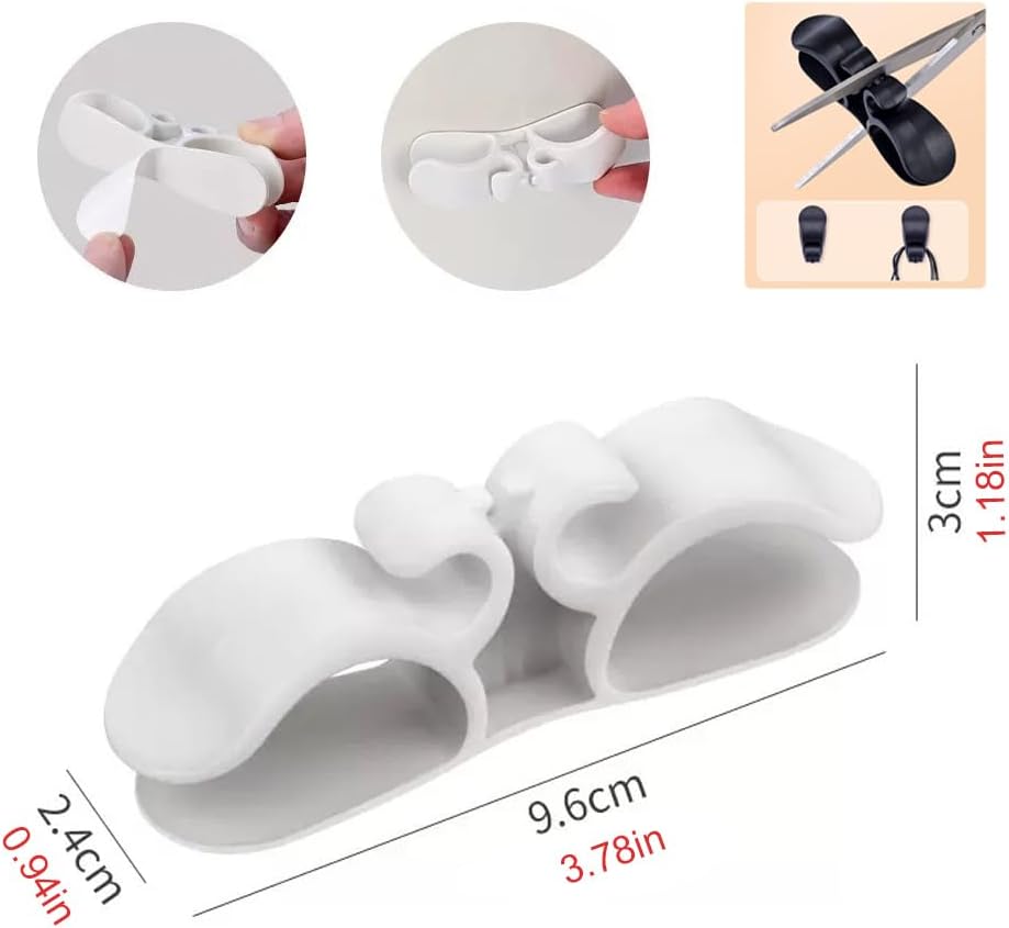 4 Pack Self-Adhesive Cable Clips - Silicone Cable Organizer for Desk & Car - Cable Holders