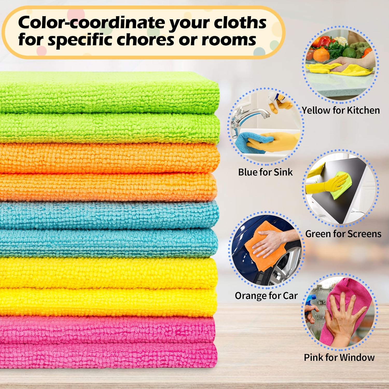 Microfiber Cleaning Cloth, 20 Pack Cleaning Rags& Grey Microfiber Cleaning Cloth -Pack of 12
