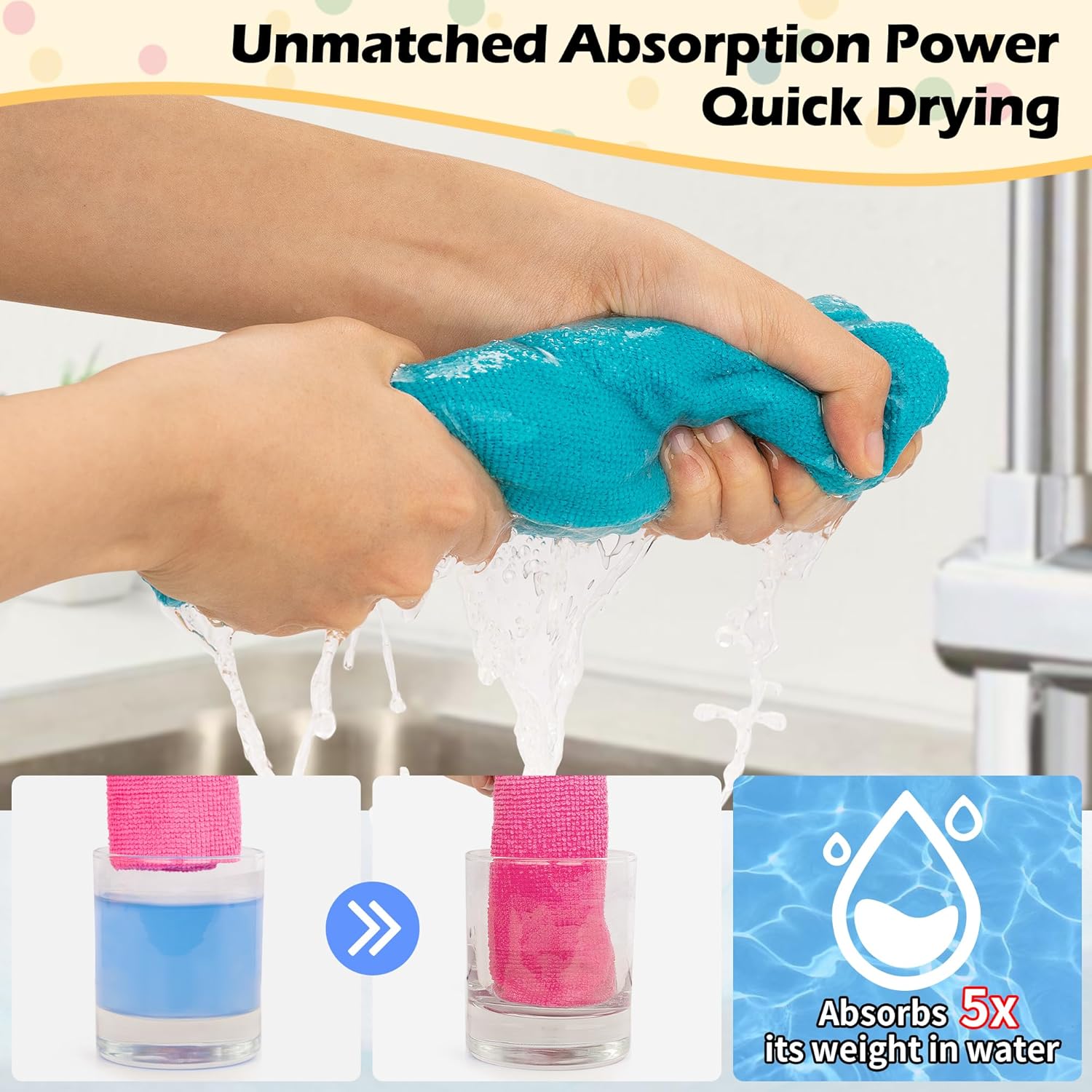 Microfiber Cleaning Cloth, 20 Pack Cleaning Rags& Microfiber Cleaning Cloth Bulk, 100 Pack Shop Towels, Lint-Free Car Wash Towels