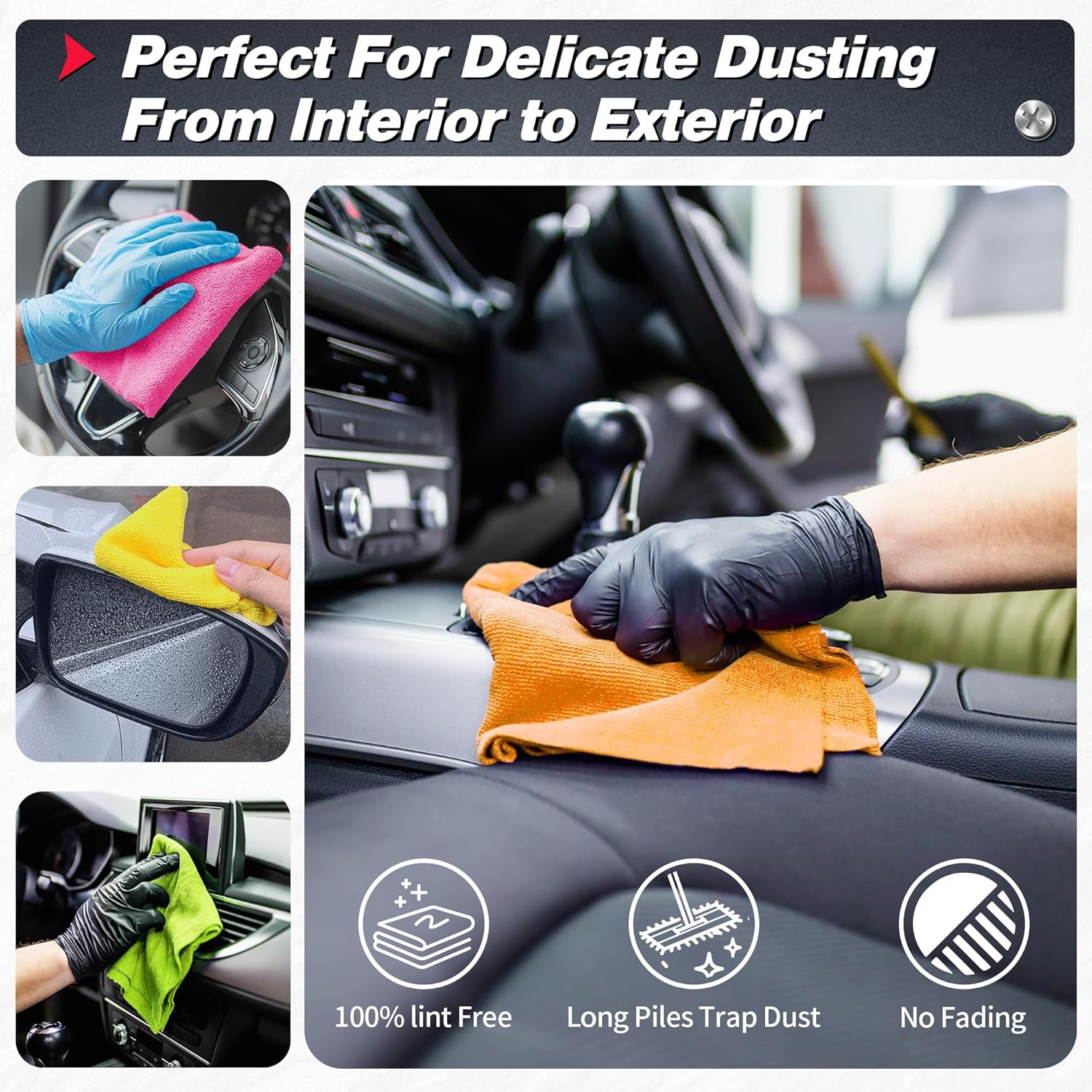 Microfiber Cleaning Cloth, 20 Pack Cleaning Rags& Microfiber Cleaning Cloth Bulk, 100 Pack Shop Towels, Lint-Free Car Wash Towels