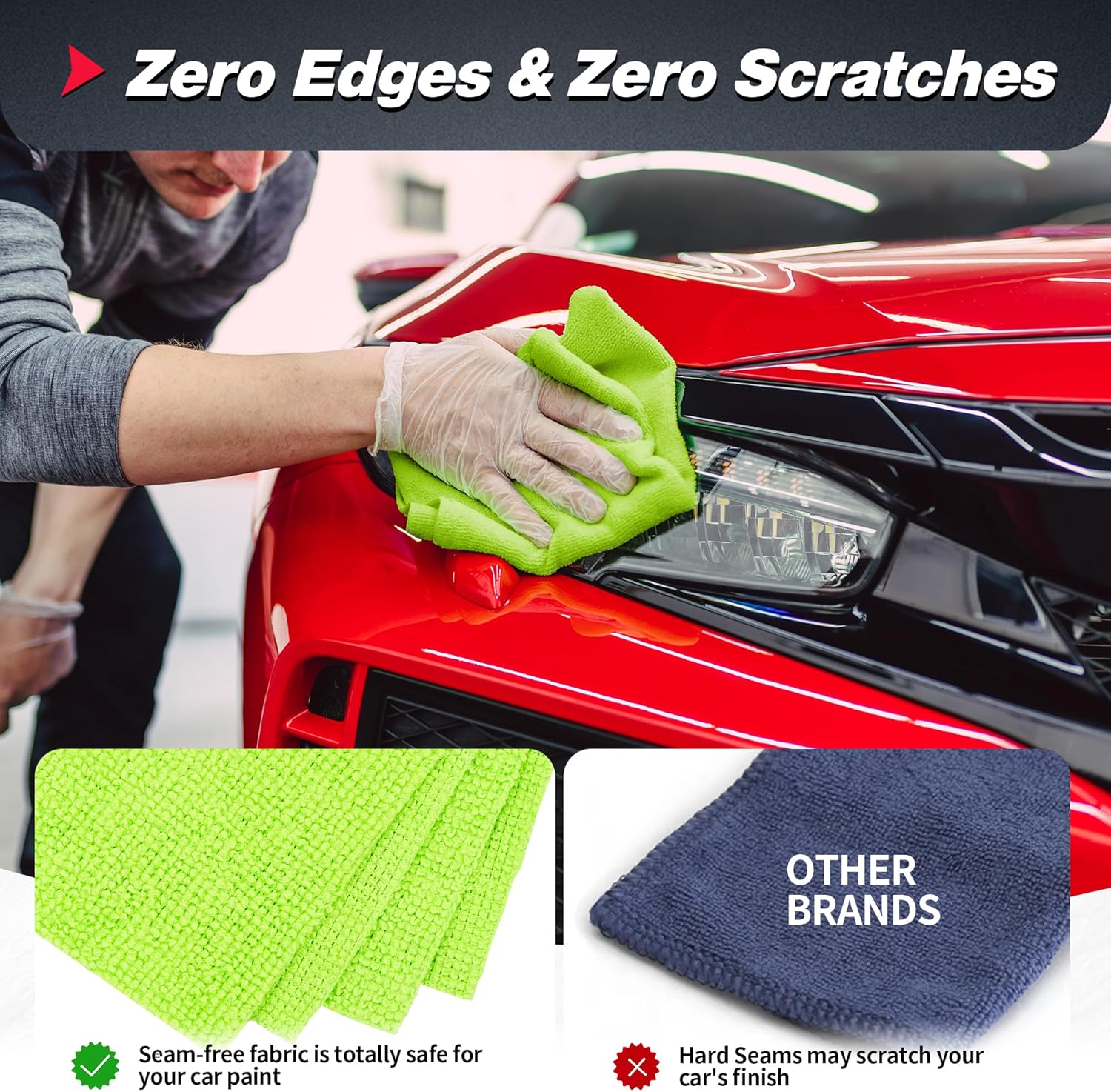 Microfiber Cleaning Cloth, 20 Pack Cleaning Rags& Microfiber Cleaning Cloth Bulk, 100 Pack Shop Towels, Lint-Free Car Wash Towels