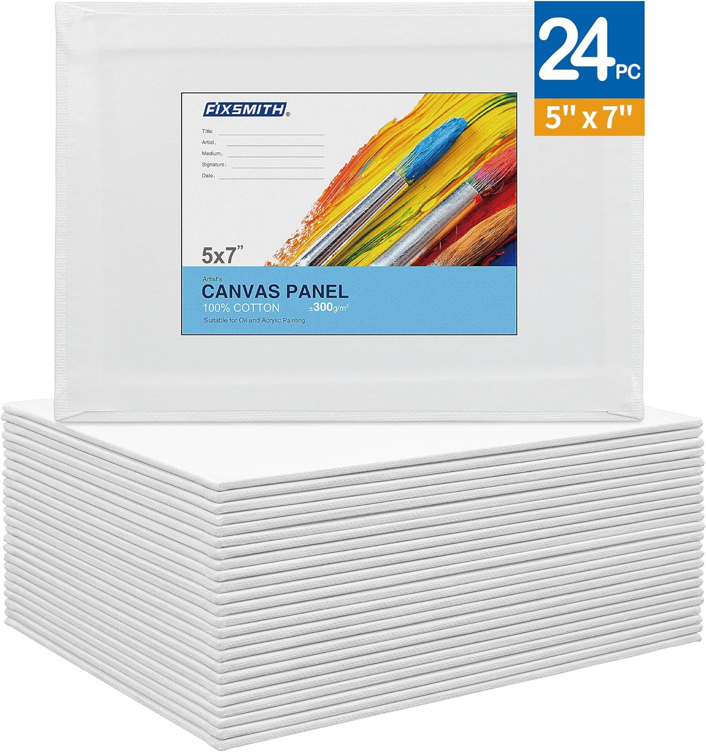 Painting Canvas Panel Boards - 5x7 Inch 24 Pack with 6 x6 Inch Canvas Panel Super Value 12 Pack Canvases,100% Cotton, Artist Canvas Board, Mini Canvas Boards