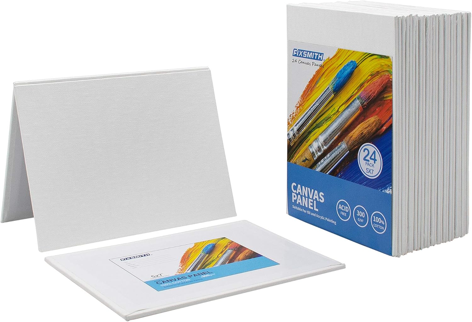 Painting Canvas Panel Boards - 5x7 Inch 24 Pack with 6 x6 Inch Canvas Panel Super Value 12 Pack Canvases,100% Cotton, Artist Canvas Board, Mini Canvas Boards