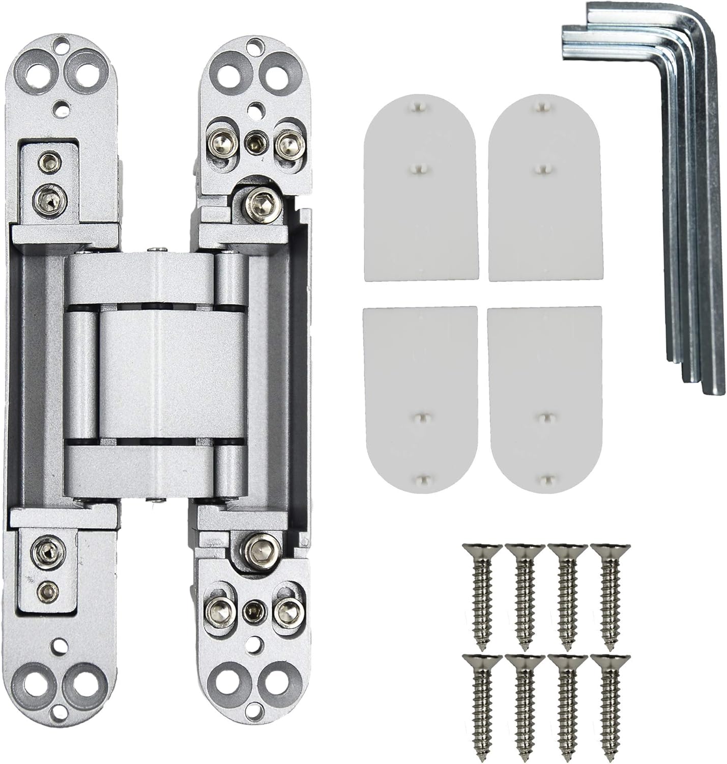 6inch Hidden Door Hinges Invisible Hinges Concealed Hinges Zinc Alloy 180 Degree Swing Hinge 3 Way Adjustable Butt Hinge 6 x 2.5 x 1 inch Silver Pack of 3