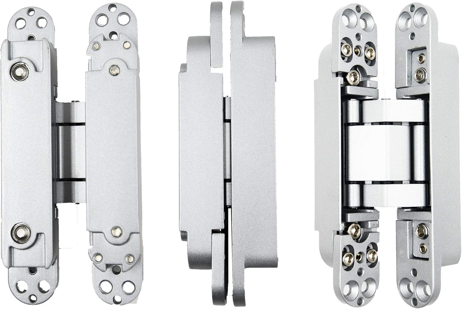 6inch Hidden Door Hinges Invisible Hinges Concealed Hinges Zinc Alloy 180 Degree Swing Hinge 3 Way Adjustable Butt Hinge 6 x 2.5 x 1 inch Silver Pack of 3