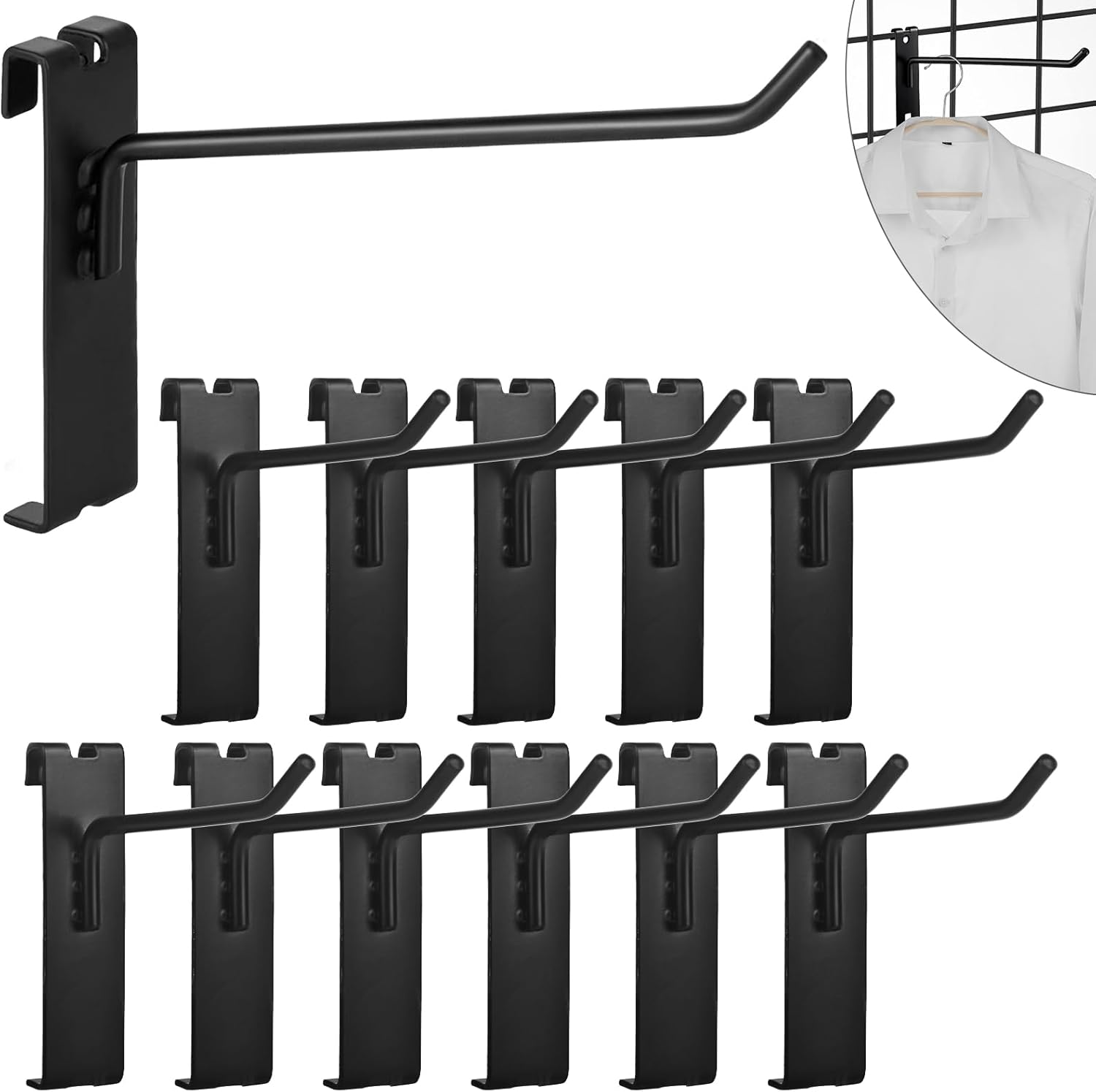 Gridwall Hooks - 4 Inch Heavy Duty Black Display Hooks for Grid Wall Panel Hanging 12Pcs
