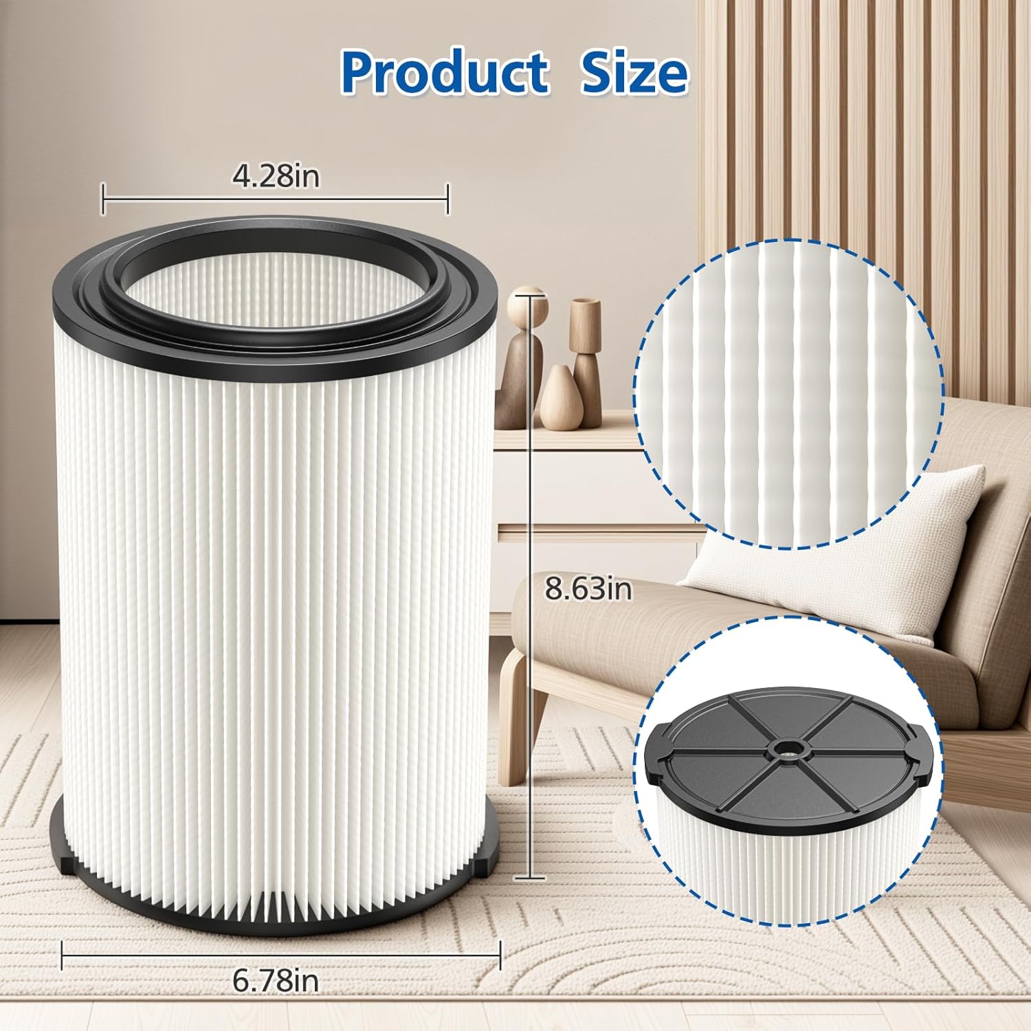 2-pack Standard Wet/dry Vac VF4000 Replacement Filter, Compatible with RIDGID Vacs 5-20 Galls Vacuum Cleaner