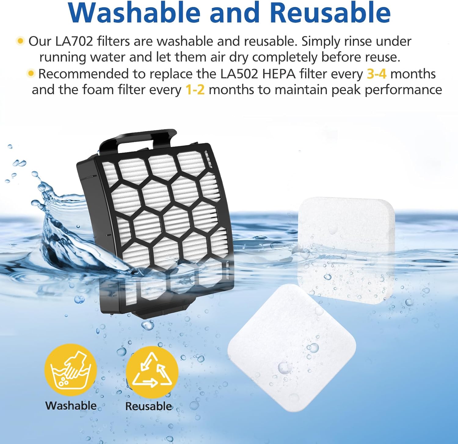LA502, LA322, LA702 Filters Compatible with Shark Rotator Navigator Lift-Away ADV DuoClean PowerFins Upright Vacuum Model LA502, LA322, LA301, LA300, LA455, LA702, LA360, 2 HEPA+4 Foam+4 Felt Filters