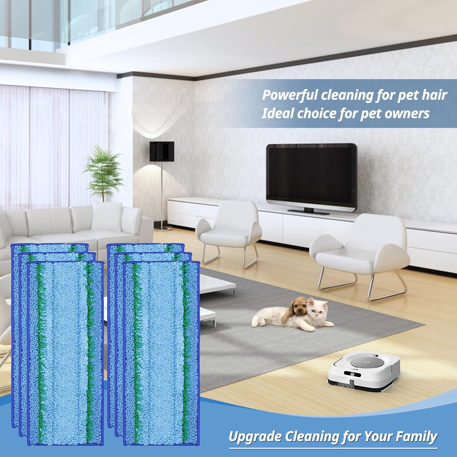 6 Pack M6 Wet Mopping Pads Washable and Reusable M6 Wet Mopping Pads Compatible with Braava Jet m6 Series 6110 6012 6112 6113 Ultimate Robot Mop