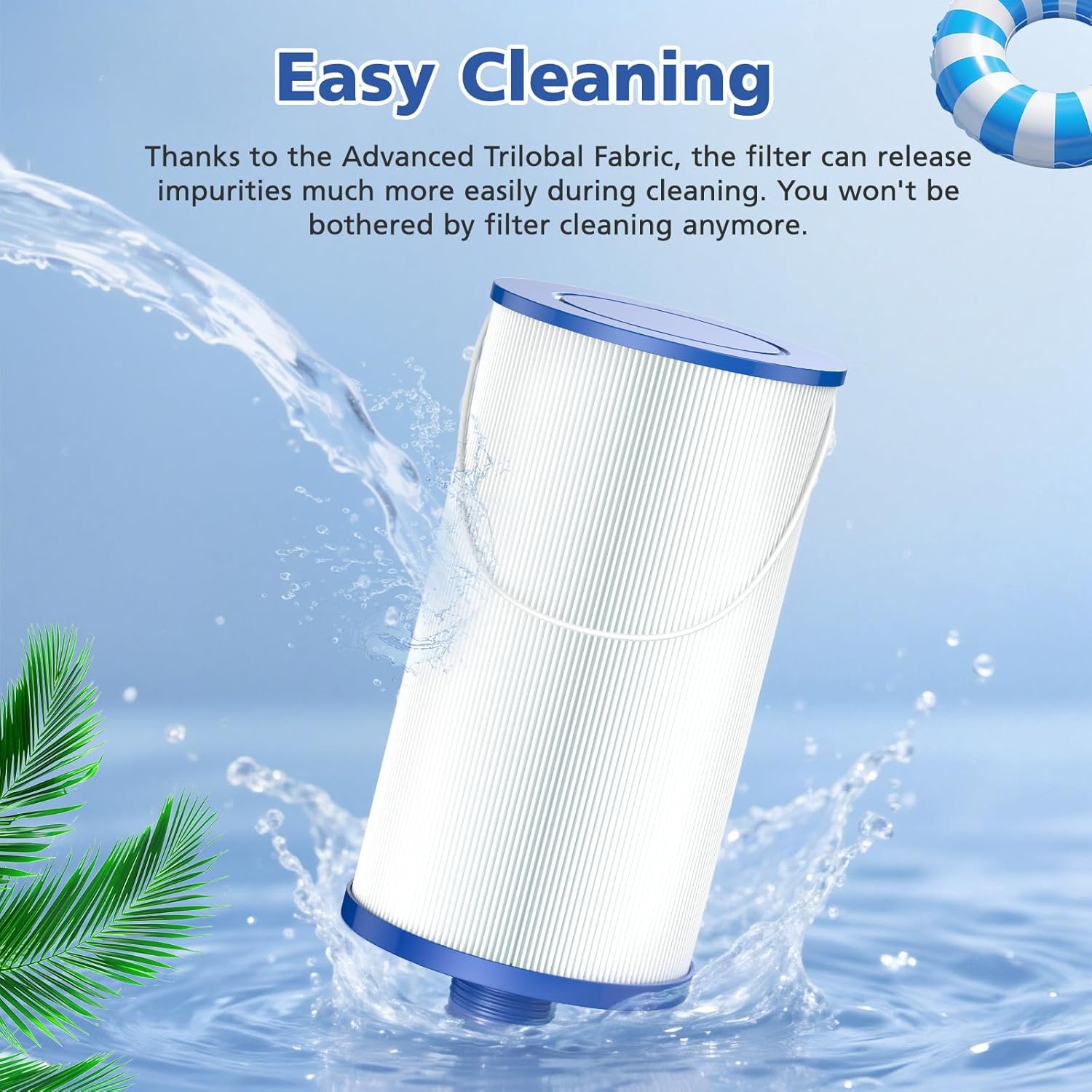 303279 Lifesmart Hot Tub Filter: Compatible with AquaTerra Spa Filter Replaces, Filbur FC-2402, 5CH-37, PFF42TC-P4, 78460, Freeflow, Bermuda, Aspire, Azure - 1.5" MPT Finer Thread Cartridge 2 Packs
