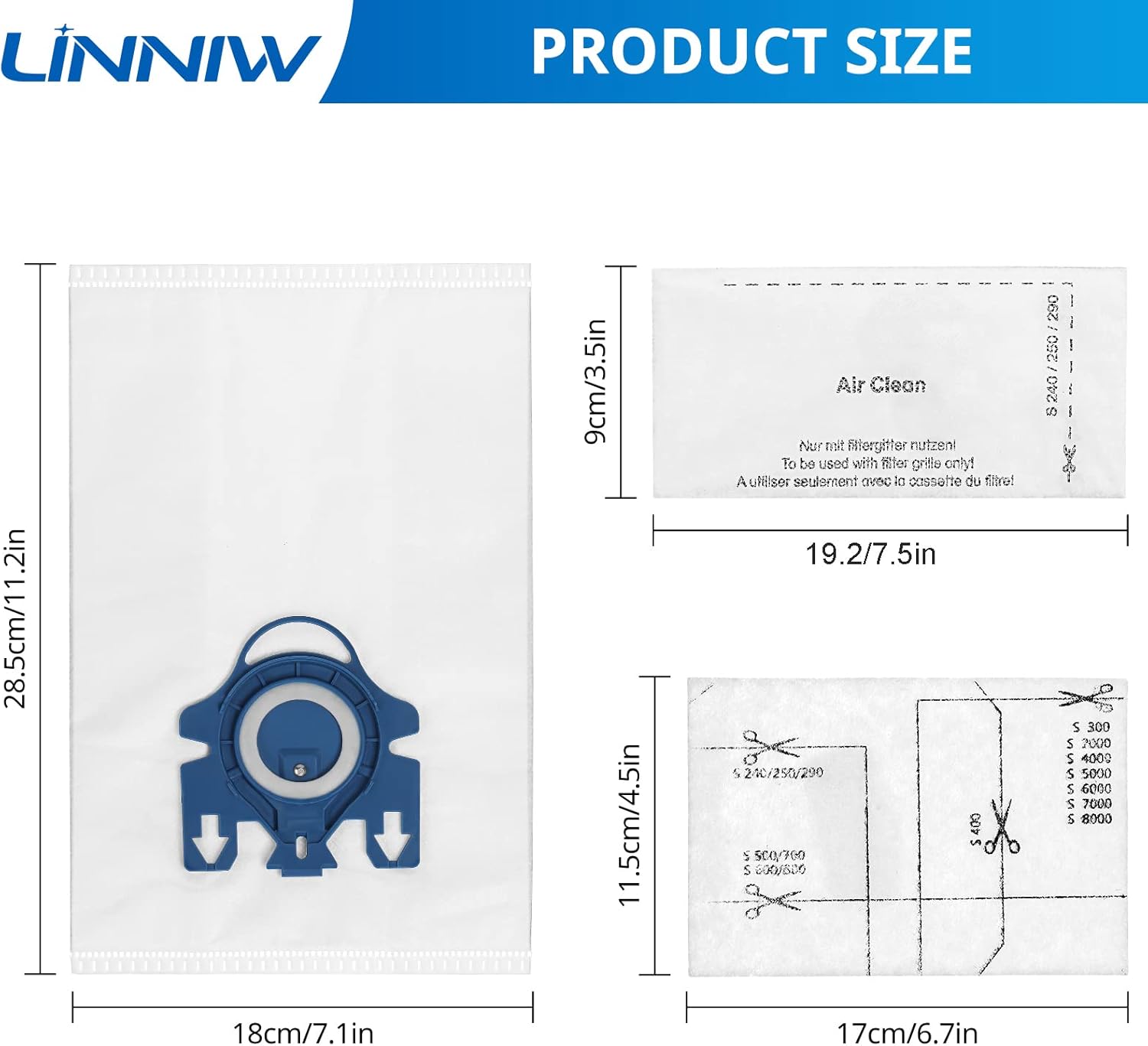 20 Pack 3D Airclean GN Vacuum Cleaner Bags and 20 Pack FJM Vacuum Bags Compatible with Miele Canister Vacuum Cleaner