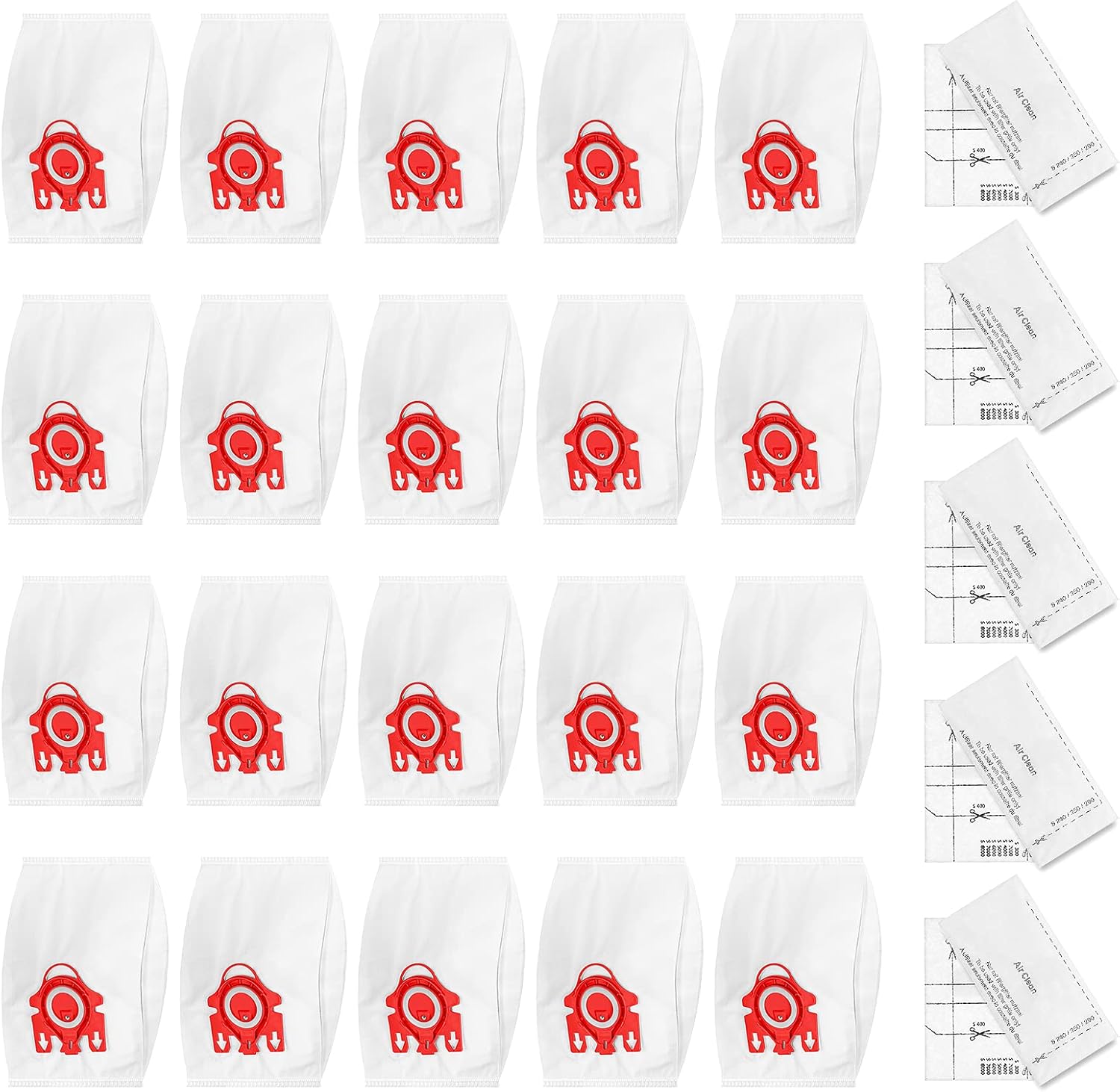 20 Pack 3D Airclean GN Vacuum Cleaner Bags and 20 Pack FJM Vacuum Bags Compatible with Miele Canister Vacuum Cleaner