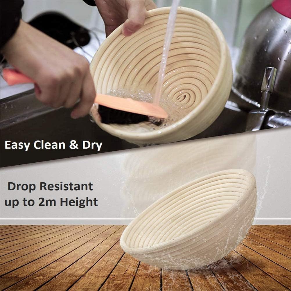 Bannet Bread Proofing Basket 2 pack 10 inch Oval Basket with Liner, Bread Proofing Basket Perfect for Professial & Home Sourdough Bread Baking, Artisan Sourdough Bread Set of 2 pack 10" Oval