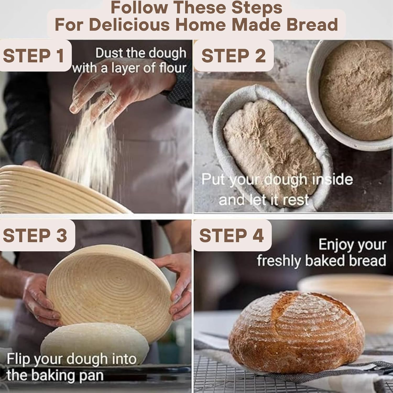 Upgraded Bannet Bread Proofing Basket 2 pack 10" Oval With Liner, Natural Rattan Bread Basket Perfect for Professial & Home Sourdough Bread Baking, Artisan Sourdough Bread. Set 2 pack 10" Oval