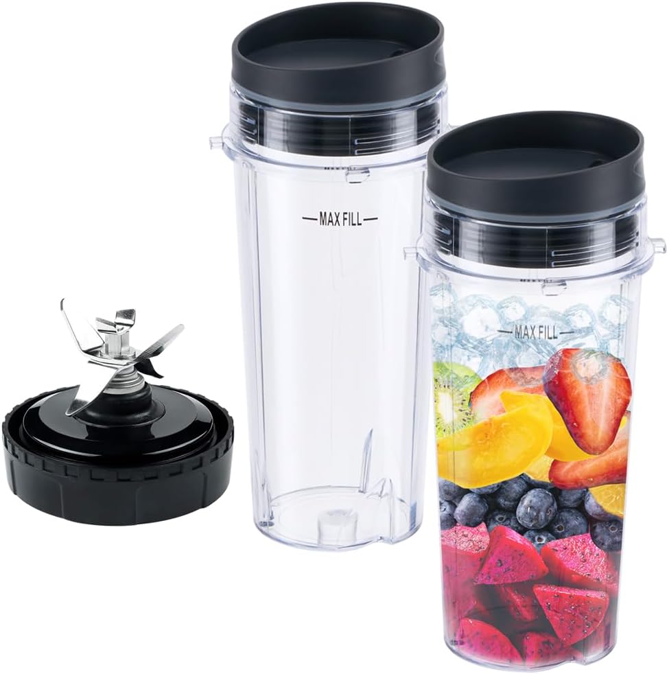 Replacement Parts for Nutri Ninja, 6Fin Blender Male Blade and cups Set for Blender BL660 BL770 BL780 BL740 etc. 5-pack