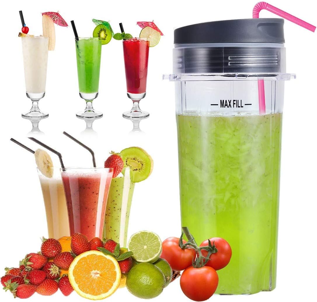 Replacement Parts for Nutri Ninja, 6Fin Blender Male Blade and cups Set for Blender BL660 BL770 BL780 BL740 etc. 5-pack