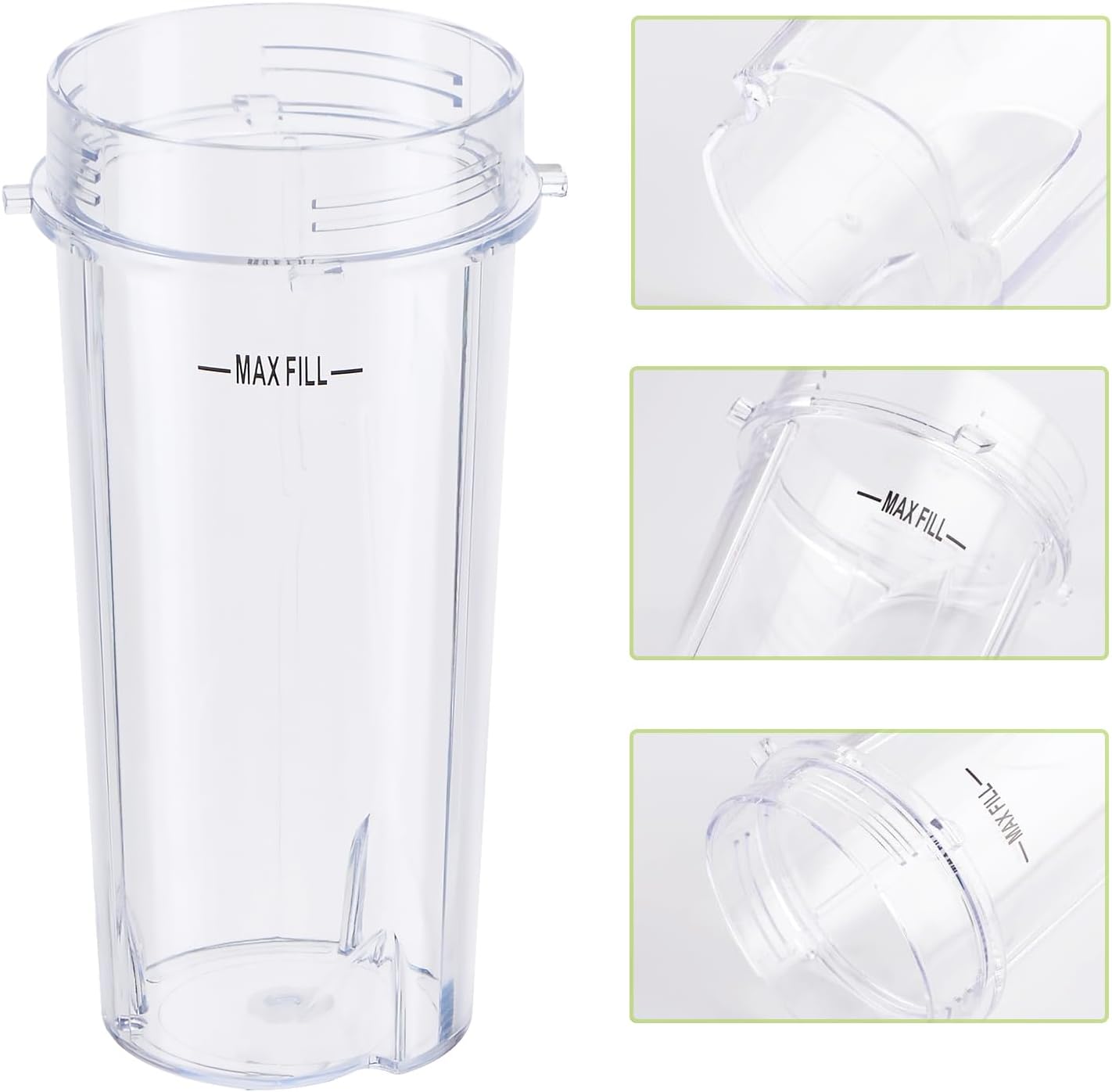 Replacement16oz Blender Cup for Ninja,Single Serve Blender Cup With Lids Set For BL770 BL780 BL660 BL740 BL810 Nutri Ninja Series Blenders 2-pack
