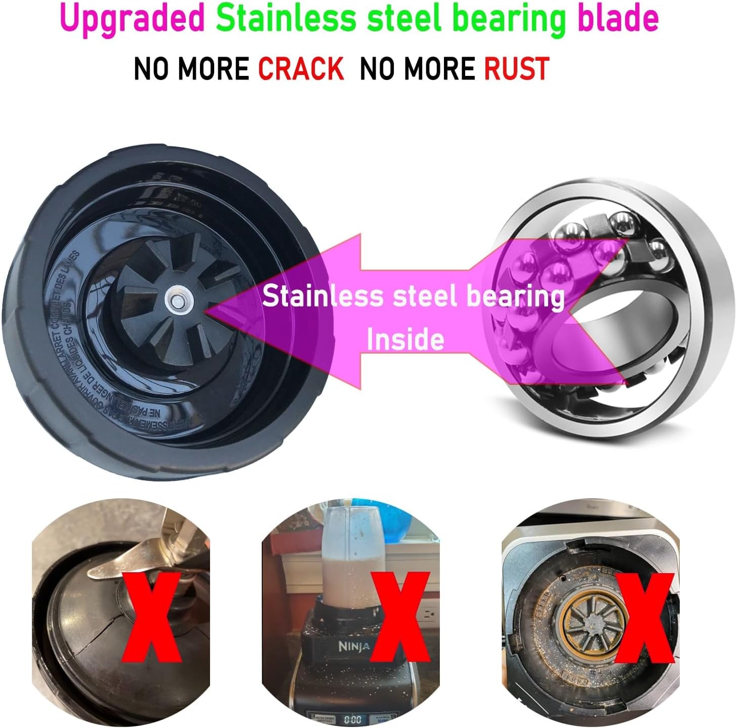 New Model Replacement blender Blade and 24oz Cup Accessories, ly Compatible with Nutri Ninja SS150,SS151,SS300, SS350,SS351, CO351B, SS100, SS101, CO101B,SS400,SS401