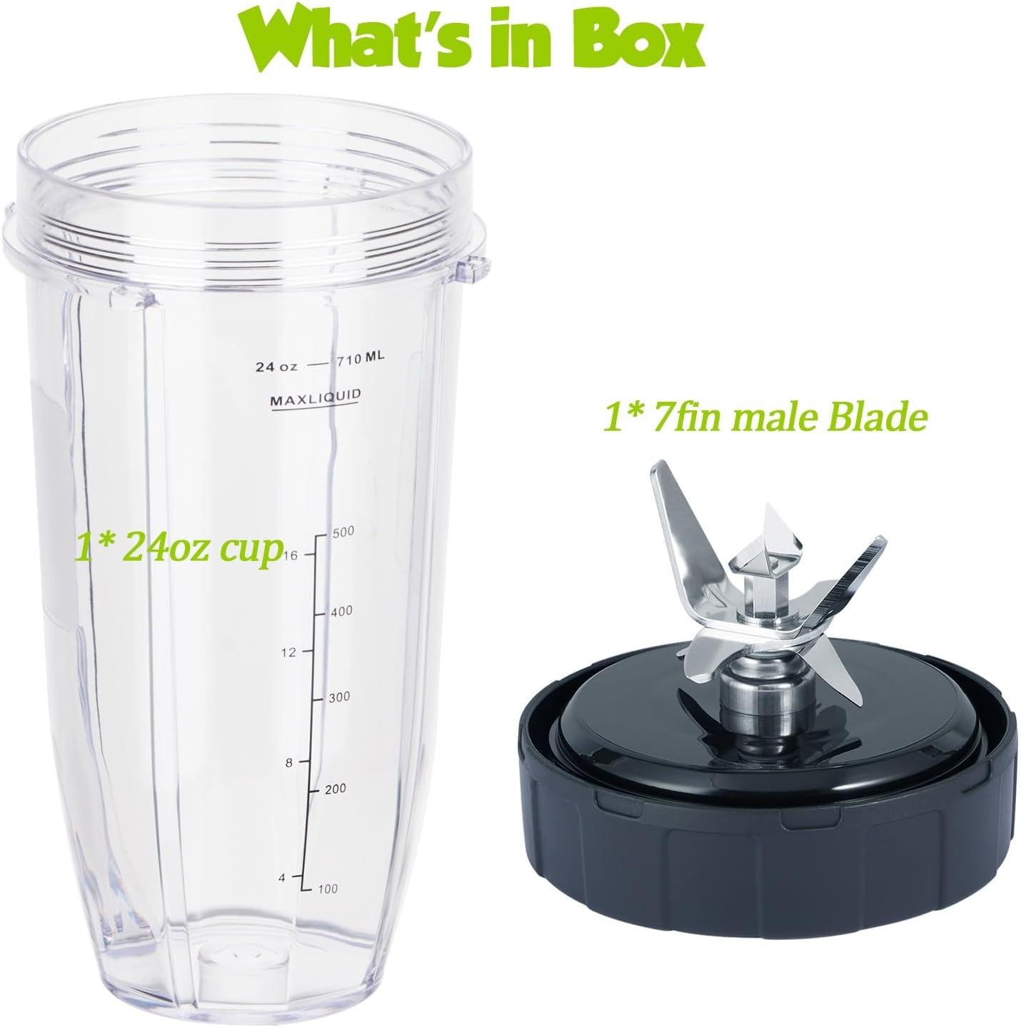 New Model Replacement blender Blade and 24oz Cup Accessories, ly Compatible with Nutri Ninja SS150,SS151,SS300, SS350,SS351, CO351B, SS100, SS101, CO101B,SS400,SS401
