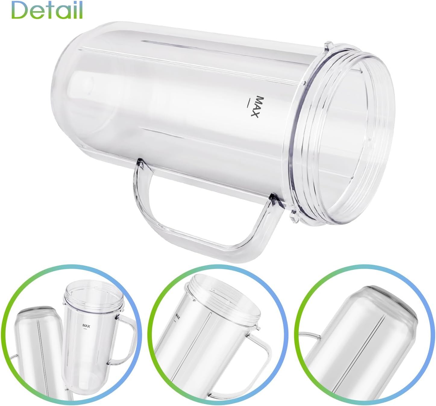 5-piece Magic Bullet Blender Cups, Tall 22oz Cup with Flip-Top To-Go Lid, Cross Blade, Blender Replacement Parts, Mug with Handle Compatible with Magic Bullet 250w MB1001