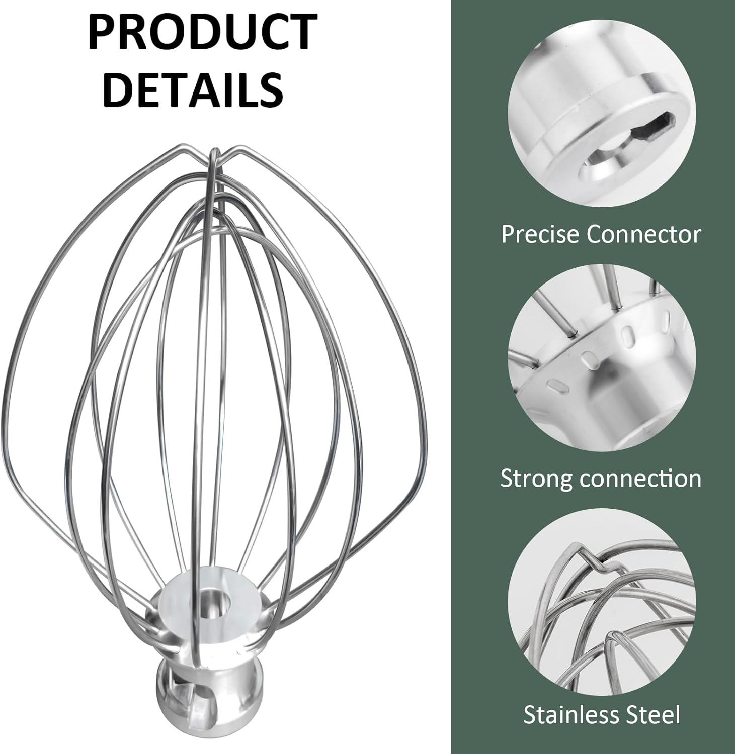 Upgrade K5AWW Replacement Whole Stainless Steel Wire Whip for 5 Quart Bowl-Lift 6-Wire Whip Kitchenaid mixer Attachment,Whole Body Food Grade Stainless Steel, Healthier, Rust free, More Durablee