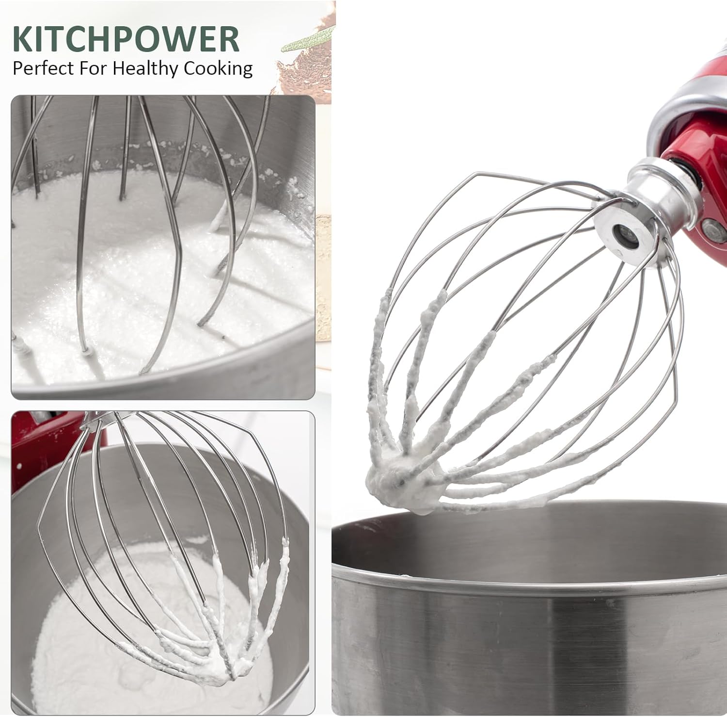 Upgrade K5AWW Replacement Whole Stainless Steel Wire Whip for 5 Quart Bowl-Lift 6-Wire Whip Kitchenaid mixer Attachment,Whole Body Food Grade Stainless Steel, Healthier, Rust free, More Durablee