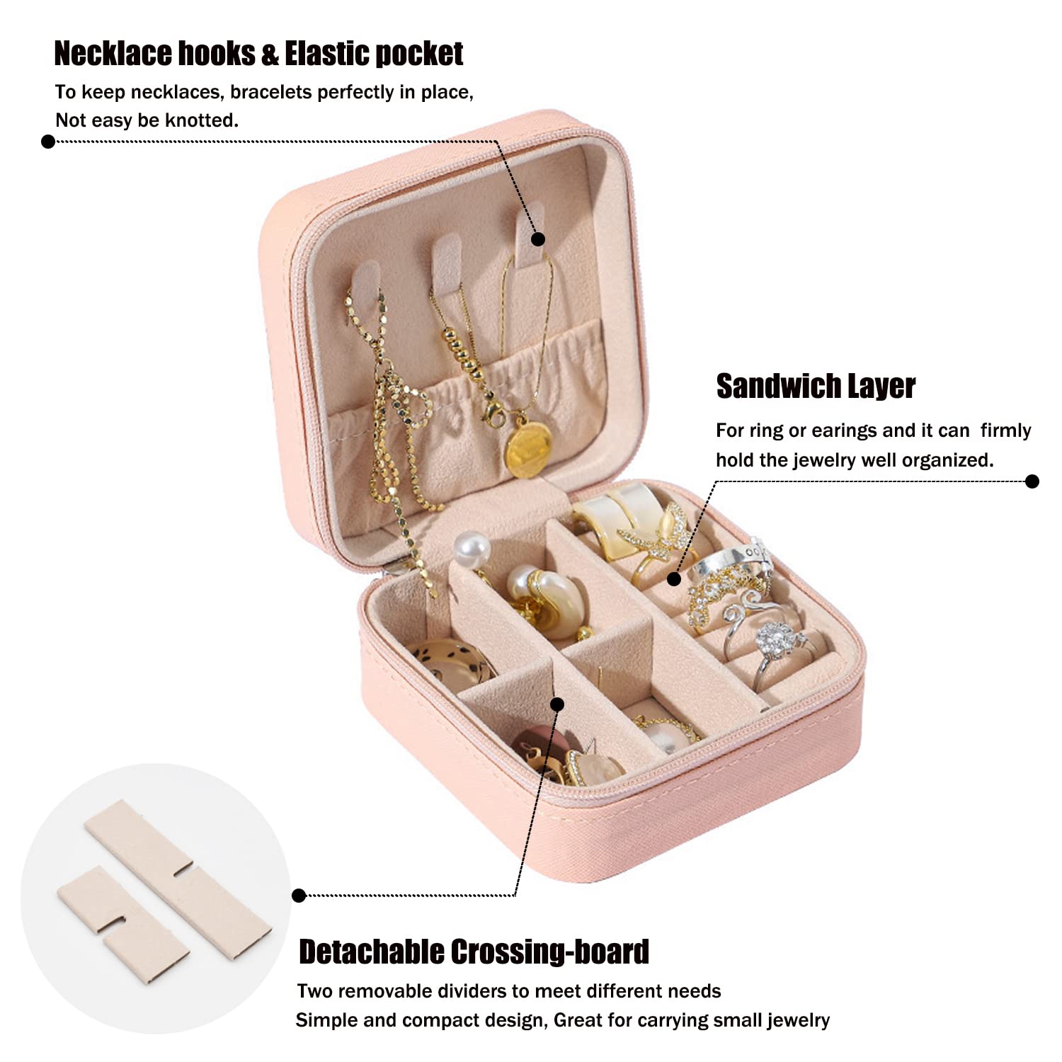 TSA Approved Toiletry Bag for Women Men and Mini Jewelry Travel Case, PU Leather Organizer Box