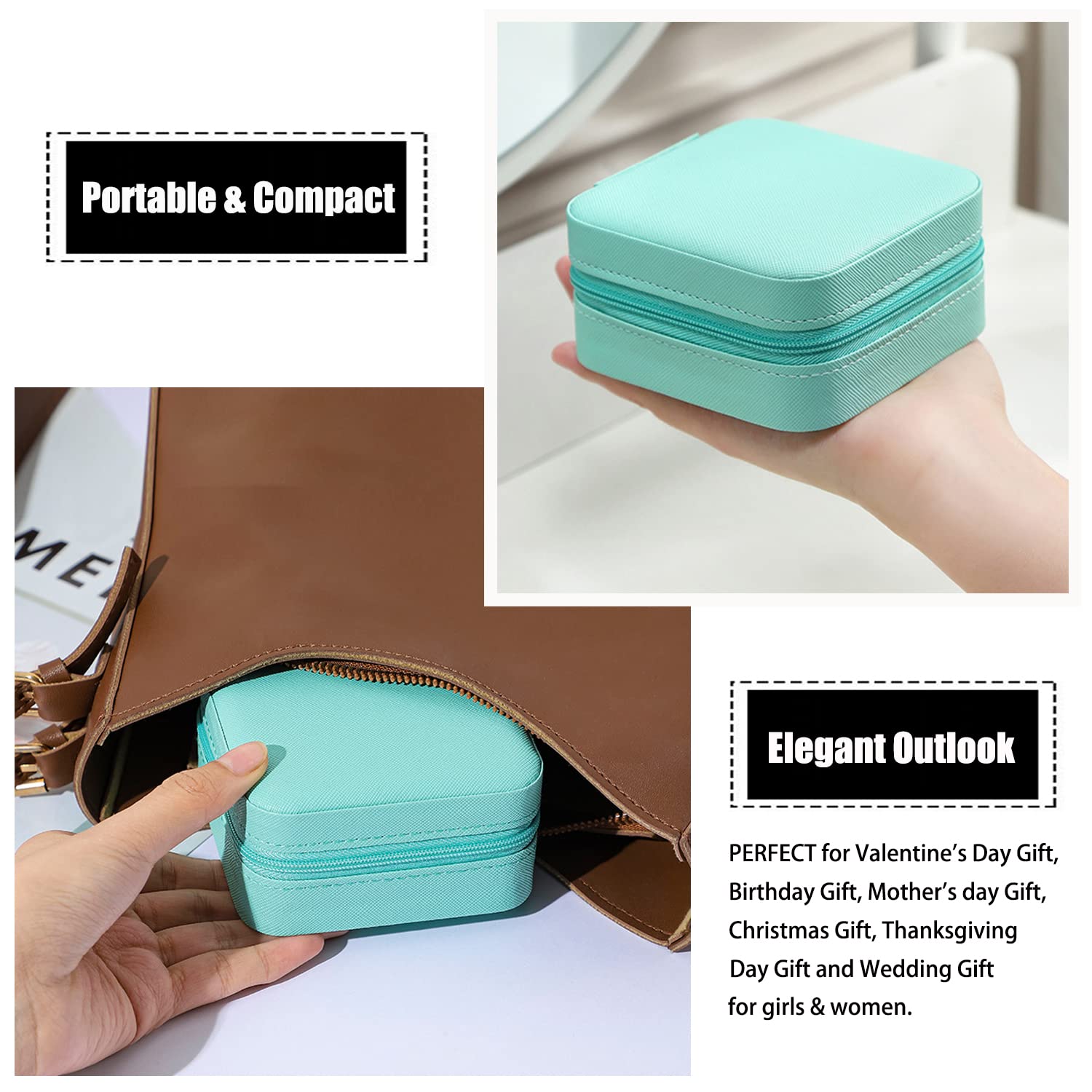 TSA Approved Toiletry Bag for Women Men and Mini Jewelry Travel Case, PU Leather Organizer Box